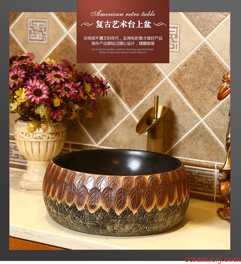 Post, qi on the ceramic lavabo circular single basin on its art basin bathroom basin sinks