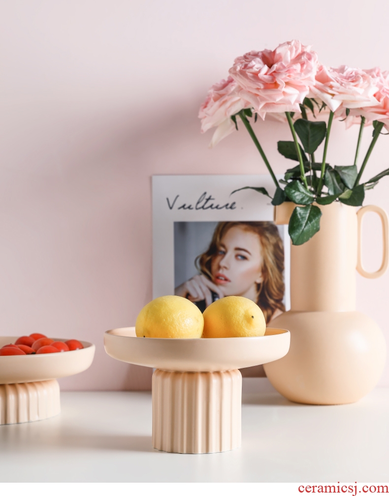 Designer compote Nordic double household light luxury multilayer ceramic fruit bowl sitting room tea cake dessert