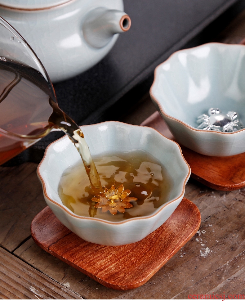 Tea seed ru kiln owners are glass ceramic manual Mosaic whitebait kung fu tea cups one small tea light cup opening