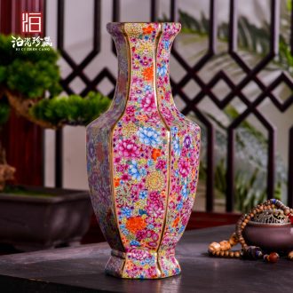 Jingdezhen ceramics powder enamel flower vase sitting room porch flower arrangement of Chinese style household decoration vase furnishing articles