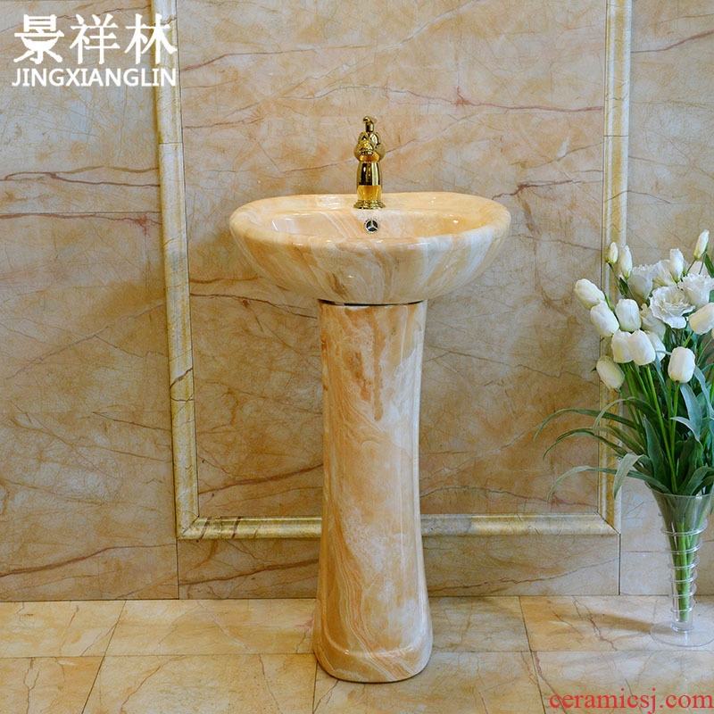 Jingdezhen post type lavatory imitation ceramic lavabo vertical landing marble basin integrated art basin of the post