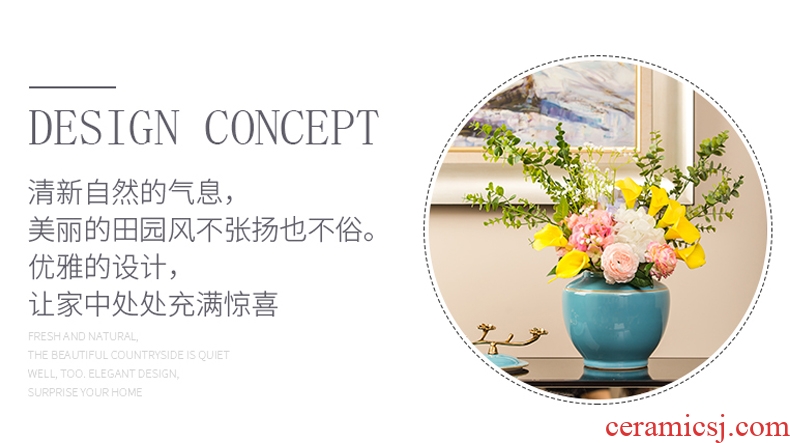 European ceramic vase porch place new Chinese style household dry flower show home flower arranging soft adornment the living room