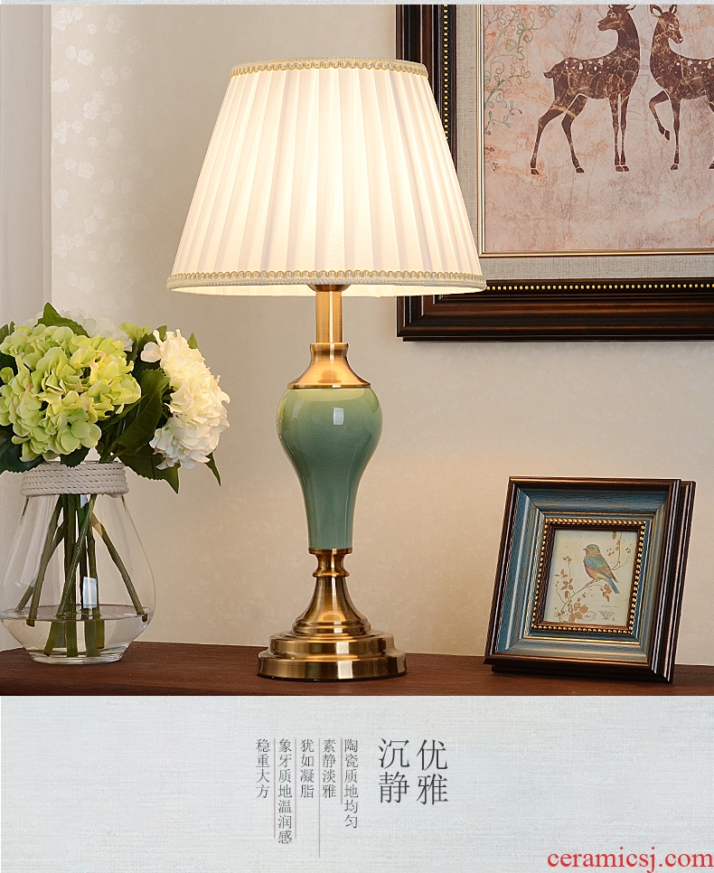 American retro ceramic desk lamp light contracted new Chinese style of bedroom the head of a bed creative continental warm light sitting room desk lamp