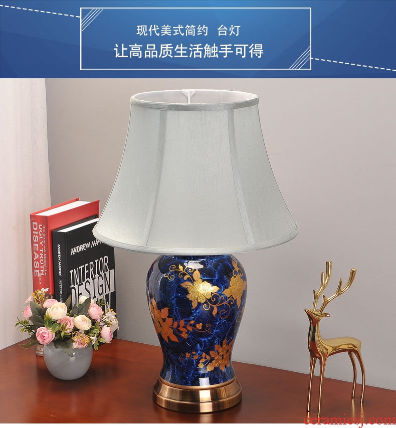 American ceramic desk lamp restoring ancient ways of classical luxury atmosphere contracted sitting room bedroom modern archaize cloth art adornment lamp