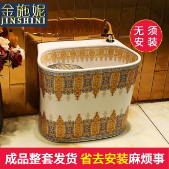 Gold cellnique european-style mop pool under automatic washing mop pool of household ceramic double balcony mop pool without driver