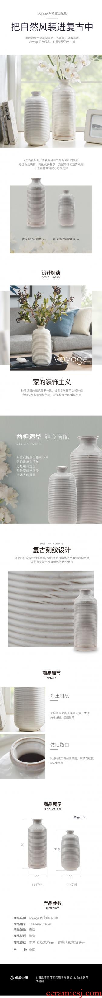 Harbor House decorate household act the role ofing is tasted American retro do vases, flower implement ceramic vase Voyage