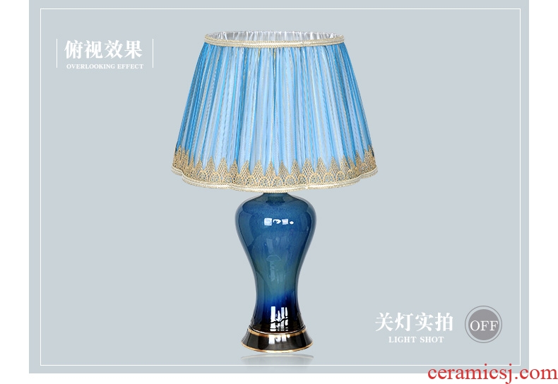 American contracted ceramic desk lamp light LED bedroom berth lamp sitting room study creative luxury decoration lamp T296