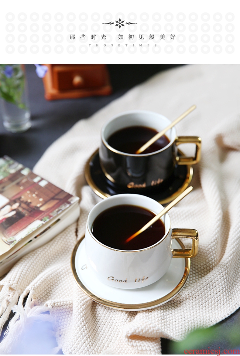 High-end luxury european-style phnom penh web celebrity ins coffee cups and saucers suit Nordic tea set ceramic creative couple cups