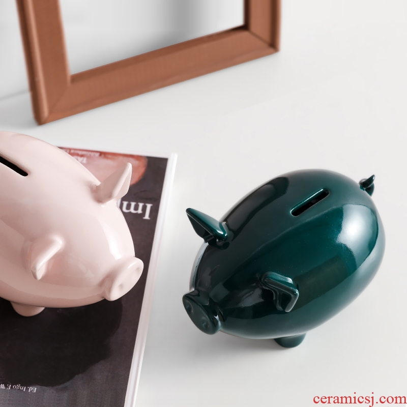 The Nordic ceramic pig piggy bank decoration and furnishing articles not cute lucky children change piggy bank and large capacity