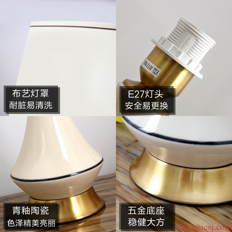 American desk lamp of bedroom the head of a bed home sitting room creative lamp light ceramic fashion decoration luxury romantic warmth northern Europe