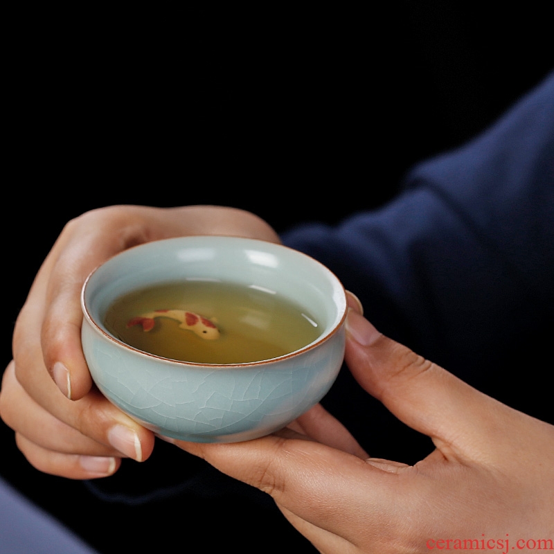 Tea seed your kiln ceramic cups manual master cup single cup fish bowl tea cup can keep open piece of tea light cup