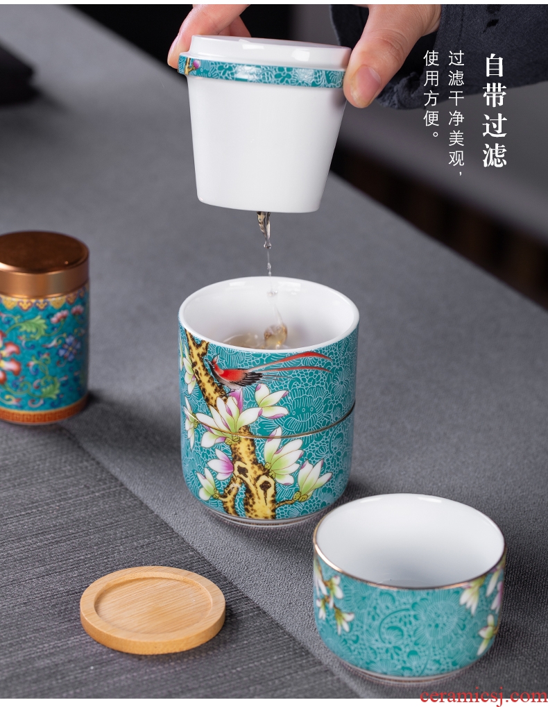 , pick flowers crack cup a pot of two cups of jingdezhen travel portable hand grasp pot of kung fu tea set office