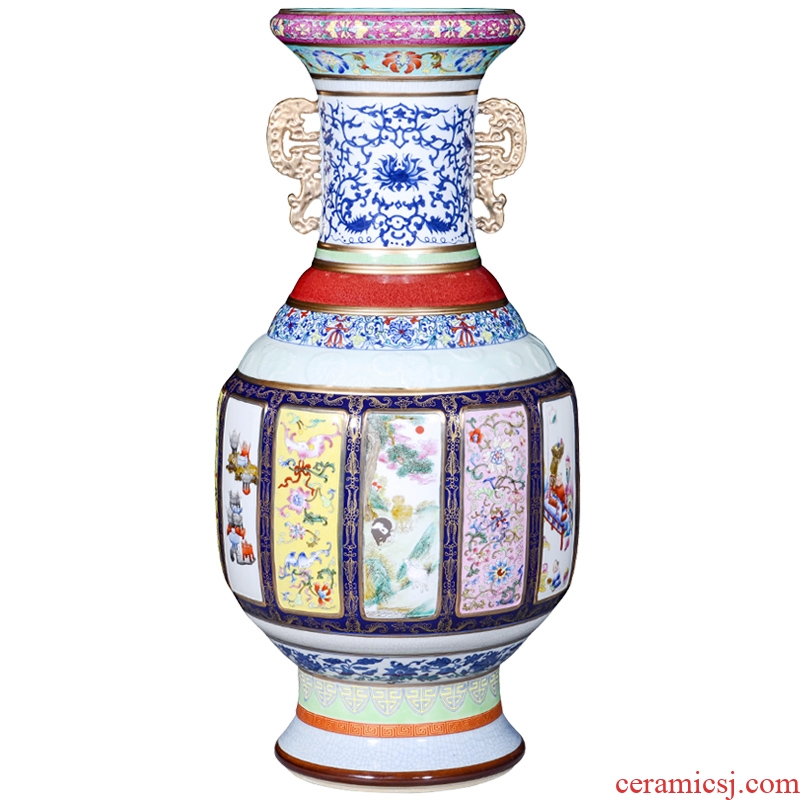 Jingdezhen ceramic imitation qing qianlong famille rose porcelain king of large vases, household living room bedroom adornment collection furnishing articles