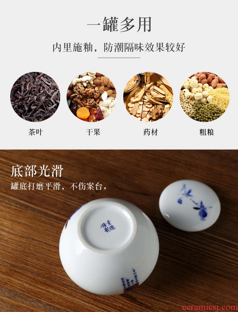 DH jingdezhen blue and white porcelain pot of green tea POTS ceramic seal tank medium puer tea pot of tea pot