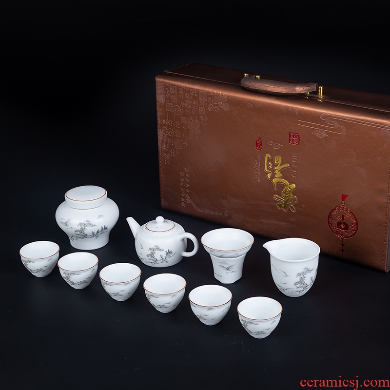 Blower, jingdezhen ceramic kung fu tea set household whole Chinese teapot tea cups and a cup of tea pot