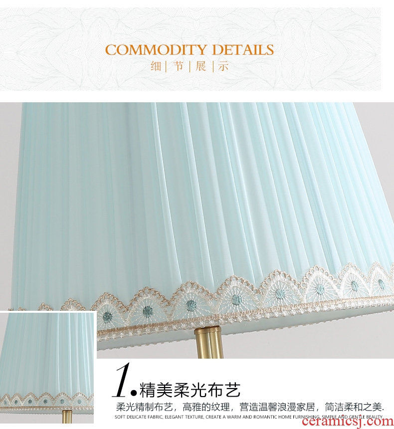 American whole copper light luxury ceramic desk lamp, LED the study of creative personality between example of bedroom the head of a bed chandeliers