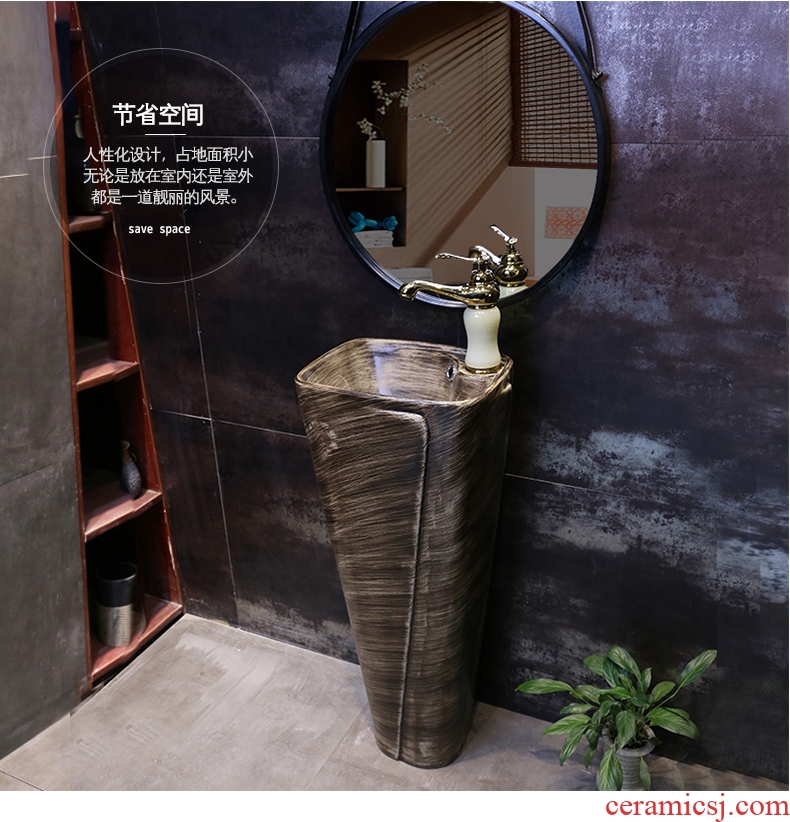 Retro pillar basin ceramic column type lavatory floor one balcony outdoor stage basin sink sink