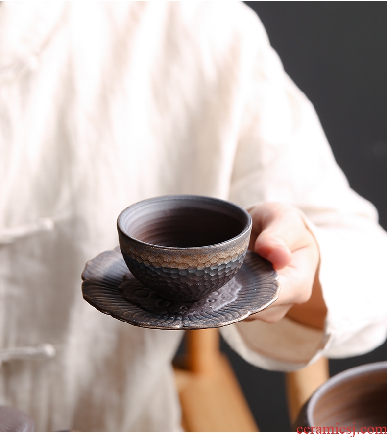 Bo yiu creative lotus square coarse pottery cup mat retro ceramic kung fu tea accessories cup insulation pads