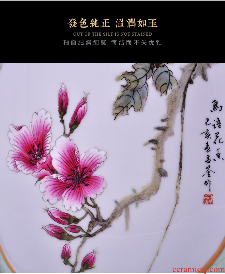 Jingdezhen ceramic hand-painted flowers and birds all ears large vases, flower arranging rich ancient frame of Chinese style household adornment collection furnishing articles