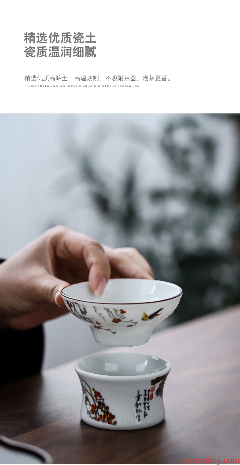 Three thousand hand white porcelain ceramic tea set tea village household kung fu tea ware celadon tureen cups set gift box