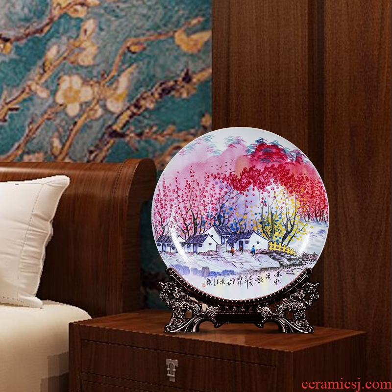 Pearl color ceramic hang dish decorated by plate Chinese jingdezhen ceramics sitting room decorates household business place