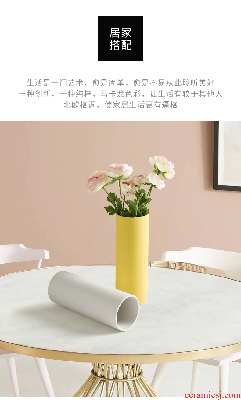 The Nordic straight ceramic vase furnishing articles at home sitting room ins contracted TV ark porch is decorated flower implement arranging flowers