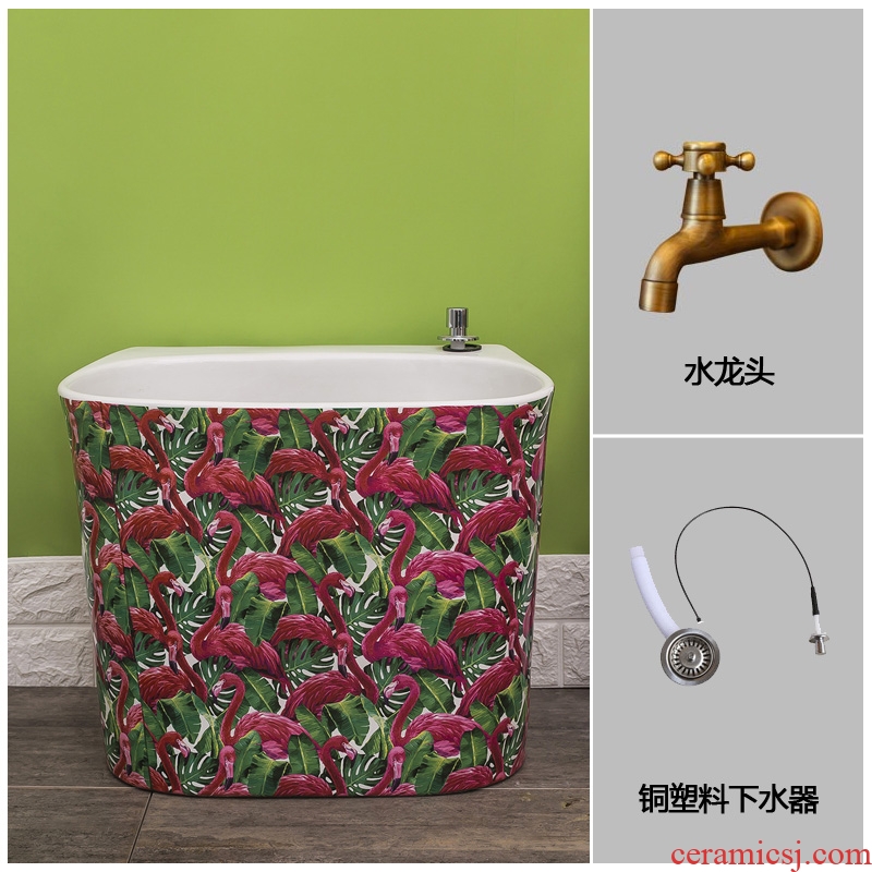 Spring rain automatic mop pool modern decal ceramic household mop pool water balcony toilet basin of mop the floor