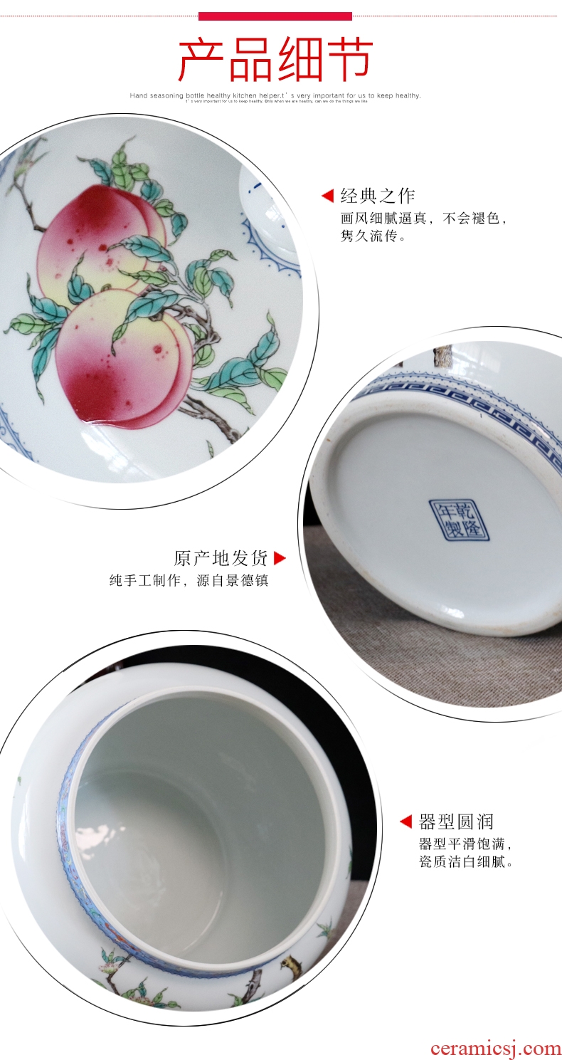 Ceramic storage tank storage barrel ricer box caddy pickles pickled with cover household moistureproof insect-resistant 10 jins