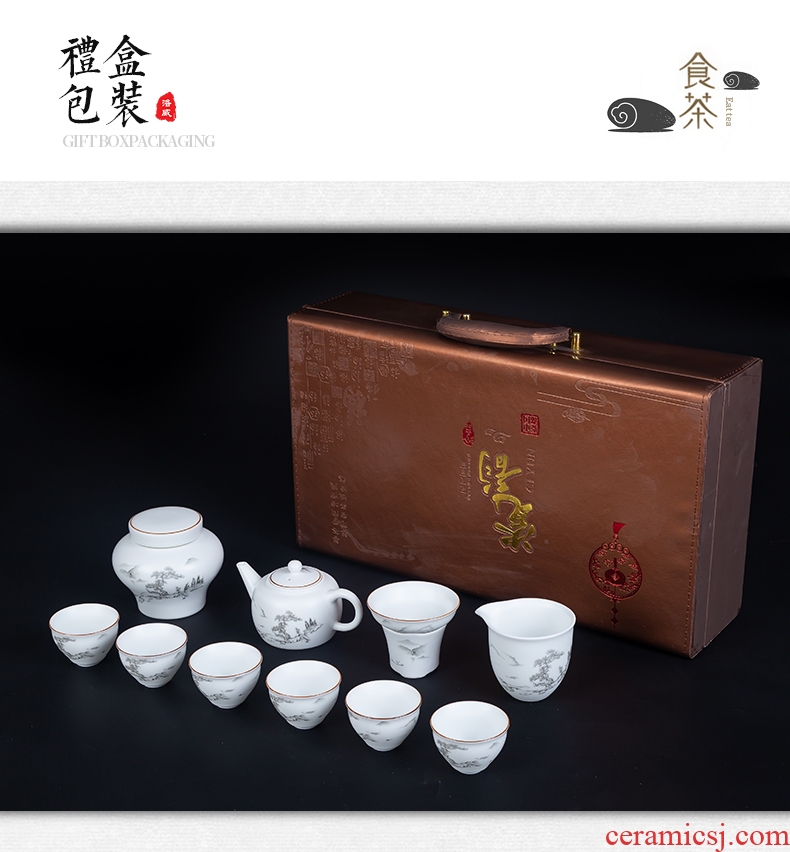 Blower, jingdezhen ceramic kung fu tea set household whole Chinese teapot tea cups and a cup of tea pot