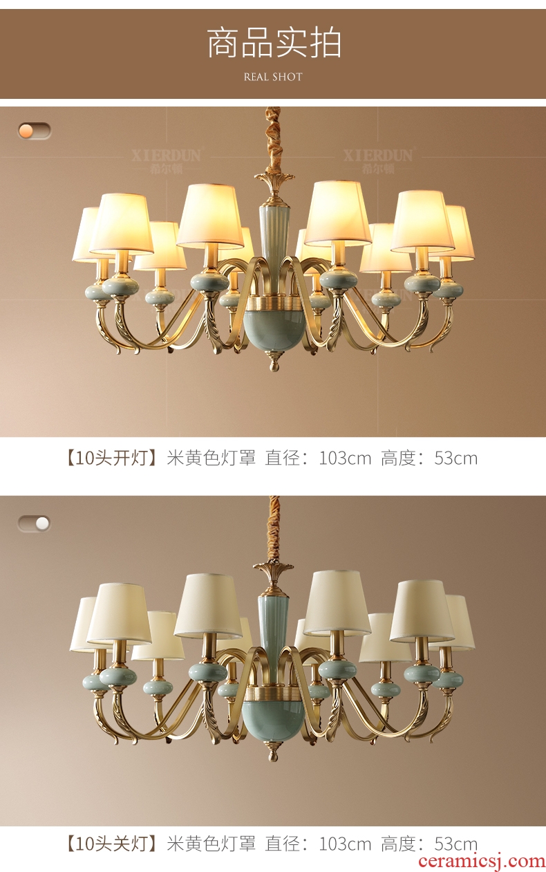 Combination of three room two hall Europe type lamps and lanterns of whole house meal sitting room dining-room contemporary and contracted bedroom set ceramic chandeliers