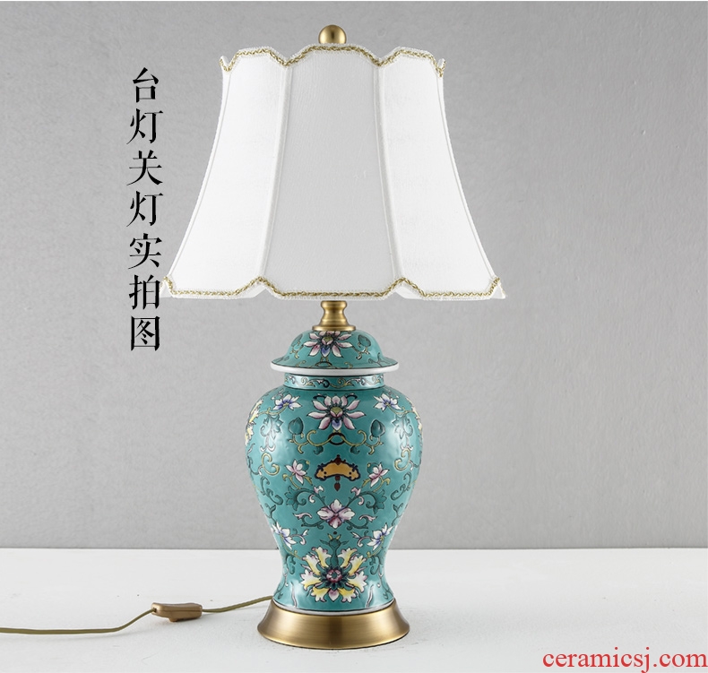 Large American Europe type desk lamp ceramic decoration art designer full copper restoring ancient ways the sitting room porch town house lamps and lanterns