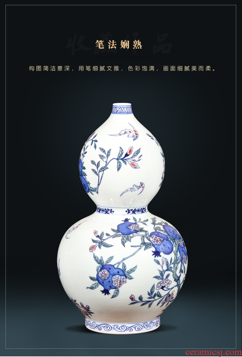 Jingdezhen ceramics imitation qianlong hand-painted gourd of blue and white porcelain vases, new Chinese style household wine decorations furnishing articles