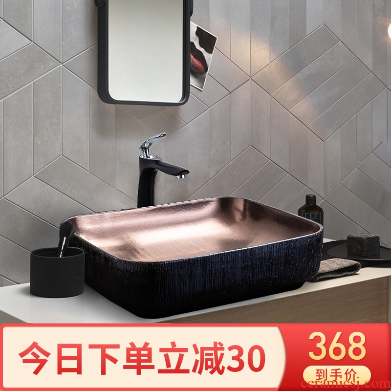 Gold stage basin rectangle washing toilet household oval art ceramic wash basin that wash a face basin to wash your hands