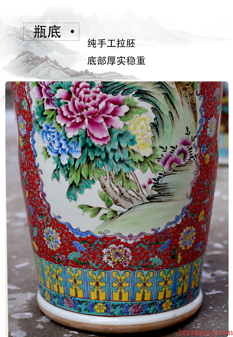 Jingdezhen ceramics hand-painted pastel double lion ear to the ground the sitting room is big vase company opening hotel lobby furnishing articles