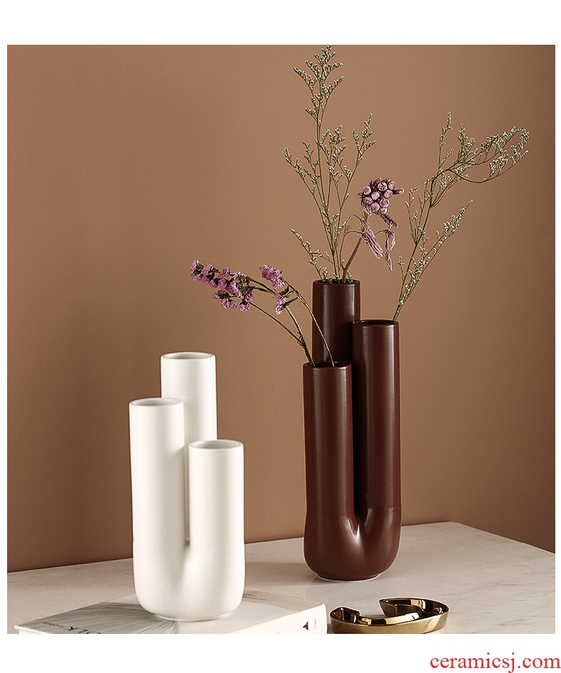 BEST WEST geometric creative ceramic vase light luxury furnishing articles of modern designer example room sitting room adornment