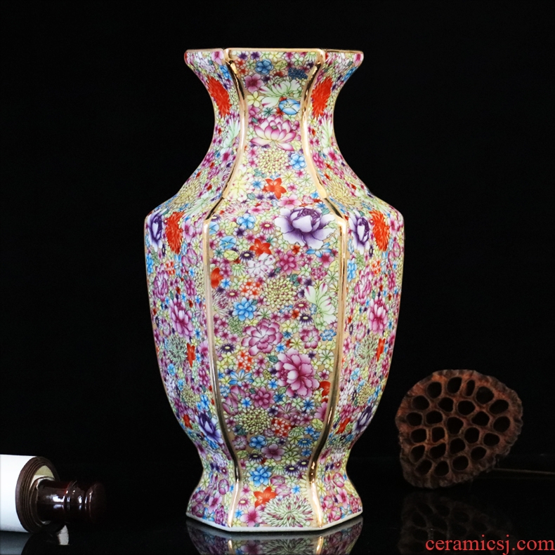 Medium flower powder enamel vase archaize of jingdezhen ceramics new Chinese style furnishing articles flower arrangement sitting room adornment handicraft