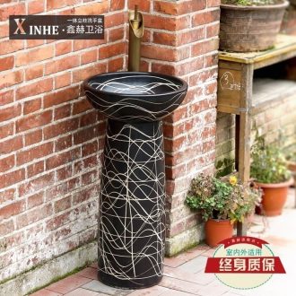 Lavabo jingdezhen ceramic basin of pillar type washs a face small column balcony toilet archaize hotel art basin restoring ancient ways