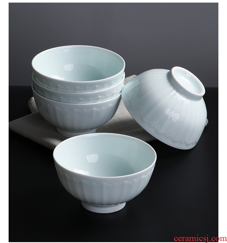 Jingdezhen shadow celadon bowls creative household ceramics tableware nice tall bowl lotus lamp that eat bowl a single small bowl