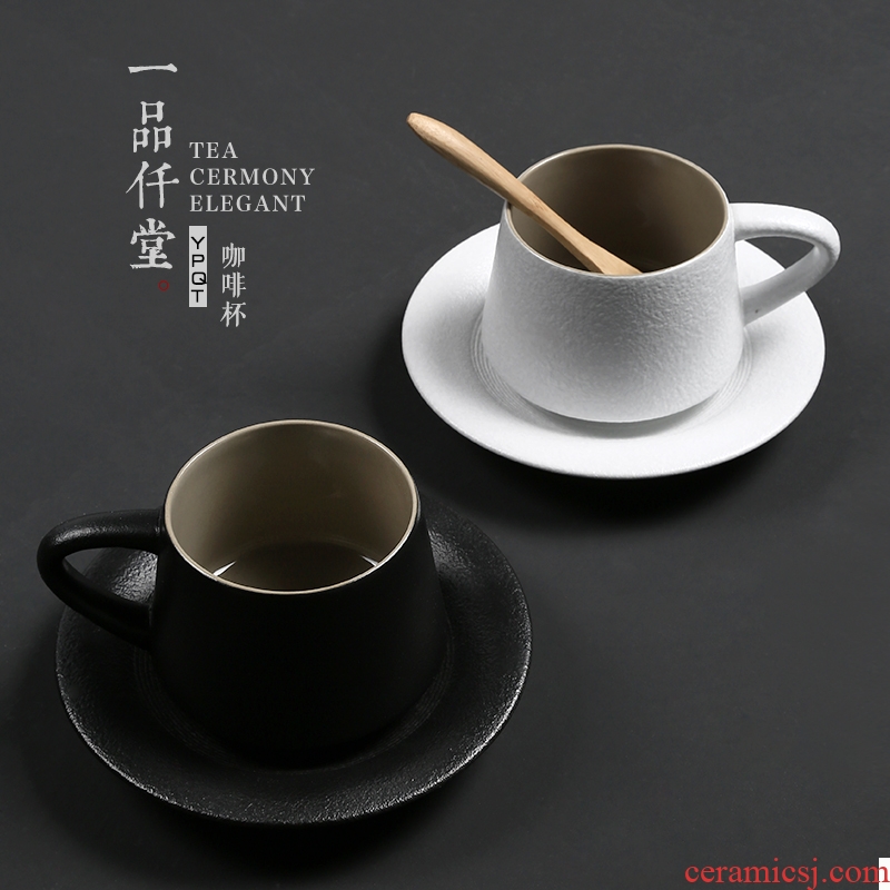 Yipin thousand hall creative female coarse ceramic mug with spoon simple personality with a cup of Japanese ceramic coffee cup set