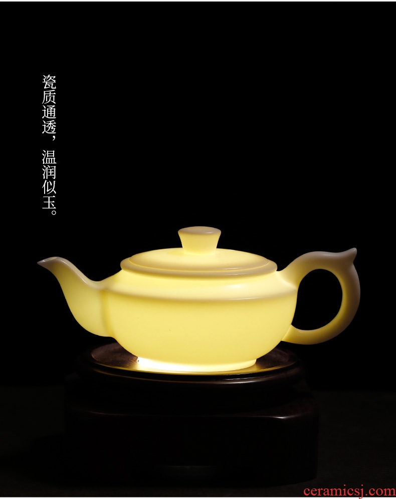 Chrysanthemum patterns guo-jin zhang han flat pot dehua white porcelain ceramic teapot tea bubble single pot of kung fu tea