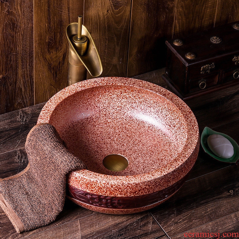 Jingdezhen ceramic sink the stage basin restoring ancient ways round carving antique bathroom toilet art basin basin that wash a face