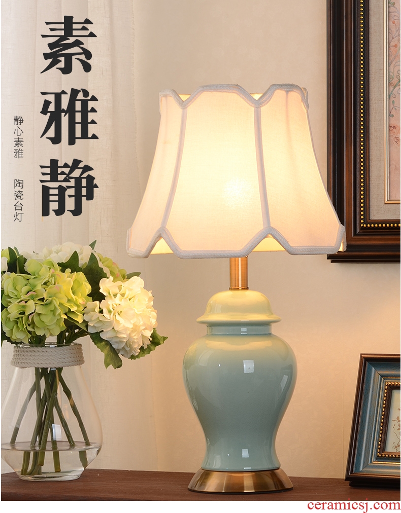 Ceramic lamp household creative contemporary and contracted romantic warmth of bedroom the head of a bed the American sitting room adornment lamps and lanterns