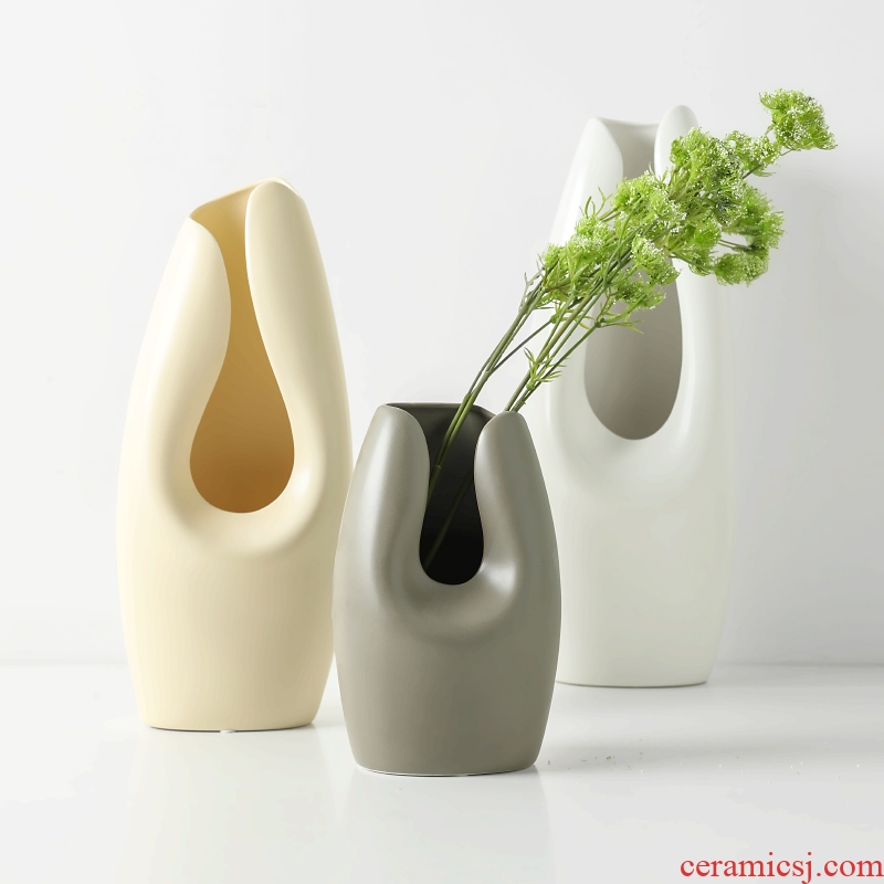 Nordic contemporary and contracted, ceramic vases, furnishing articles sitting room mesa creative decorations dried flower flower flower vase