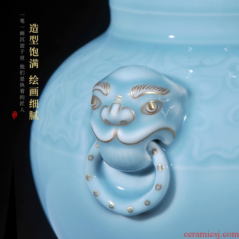 Jingdezhen ceramics imitation qing qianlong color glaze flower vase sitting room porch decorate new Chinese style household furnishing articles