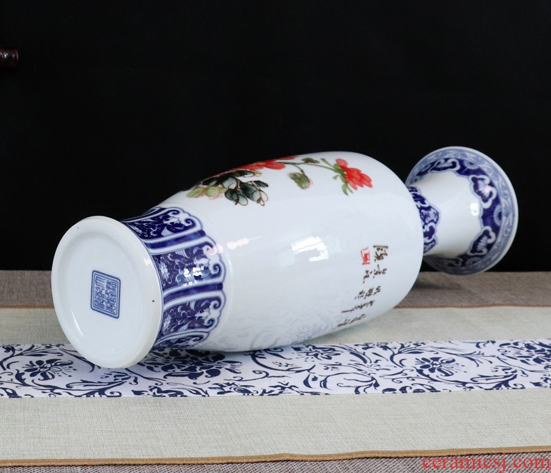 Be born blue and white porcelain vases, jingdezhen ceramics furnishing articles sitting room dry flower arranging flowers hand-painted decorative handicrafts