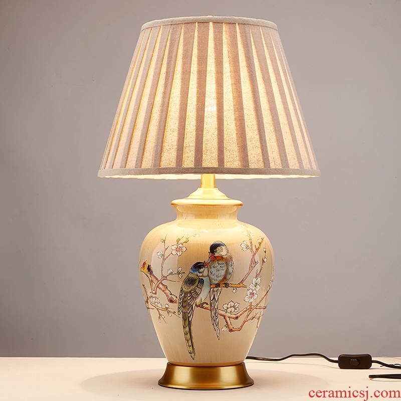 New Chinese style of sitting room lamps bedroom study American rural Europe type restoring ancient ways corner sofa a few ark all copper ceramic lamp