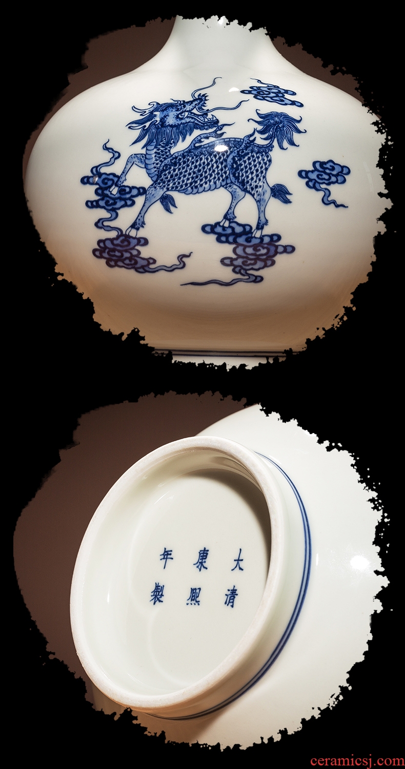 Ning hand-painted sealed kiln jingdezhen ceramic big vase furnishing articles sitting room put dried flowers antique Chinese blue and white porcelain vases