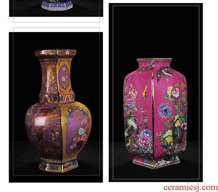 Jingdezhen ceramics high-grade imitation antique vase enamel powder enamel craft porcelain decorative furnishing articles