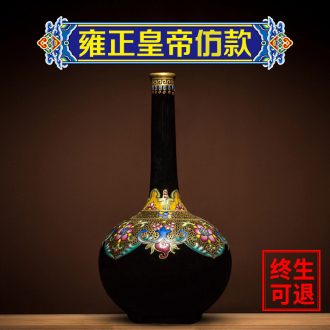 Ning hand-painted archaize sealed kiln jingdezhen ceramic vase furnishing articles rich ancient frame porcelain flower arranging new Chinese style living room decoration