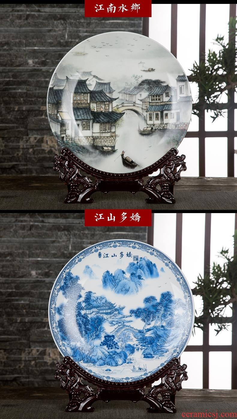 Hang dish of pottery and porcelain of jingdezhen ceramics decoration plate household adornment bookshelf sitting room place feng shui decoration gift porcelain